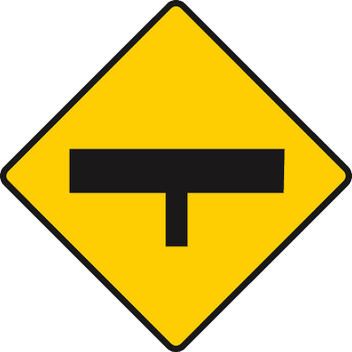 T-junction ahead with a road of major importance.