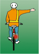 The cyclist intends to move out or turn right.