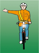 The cyclist intends to turn right.