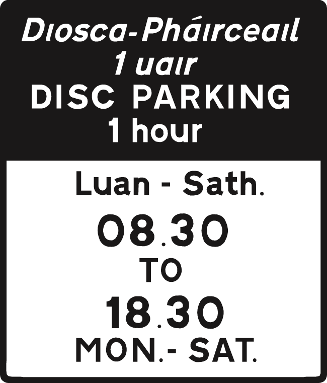 Disc parking operates during the time shown.