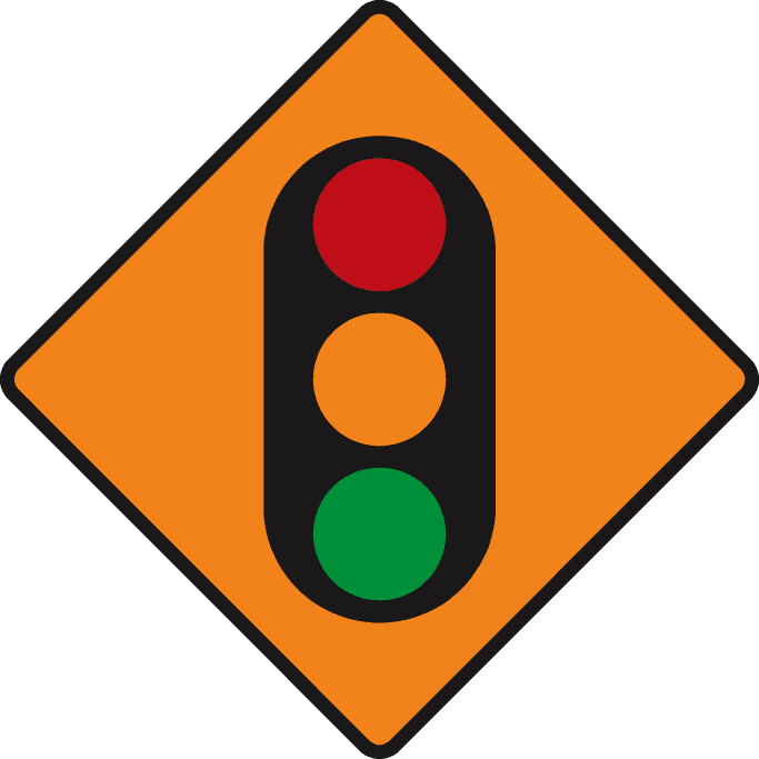 Temporary traffic signals ahead.