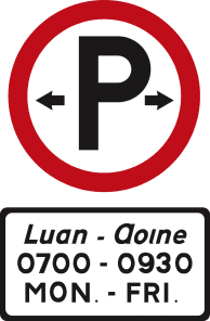 Parking permitted during the times shown.