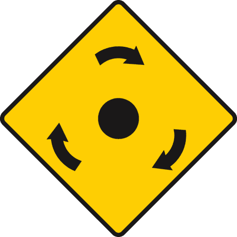Mini-roundabout ahead.