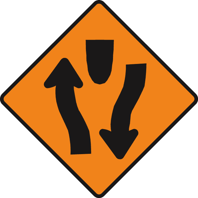 Start of central reserve or obstruction.