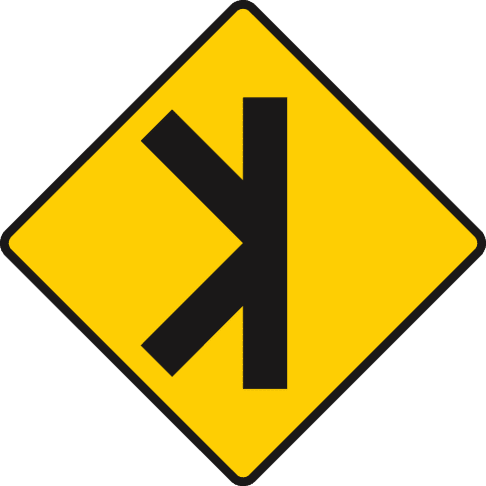 Traffic merging/diverging ahead.