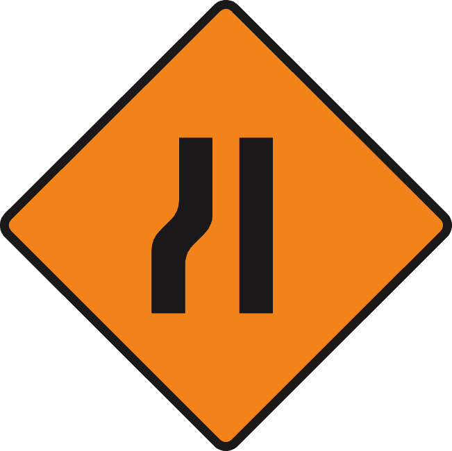 Road narrows from left.