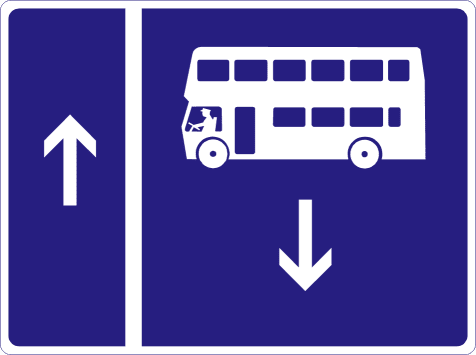Contra-flow bus lane.