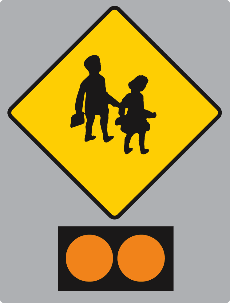 School children crossing ahead.