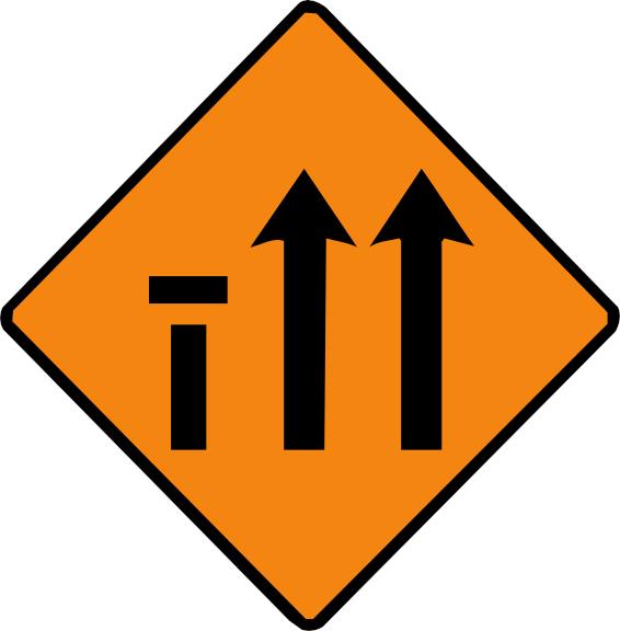Nearside lane of three closed.