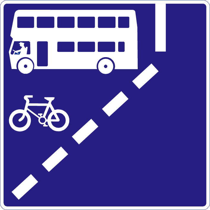 With-flow bus and cycle lane ahead on left.