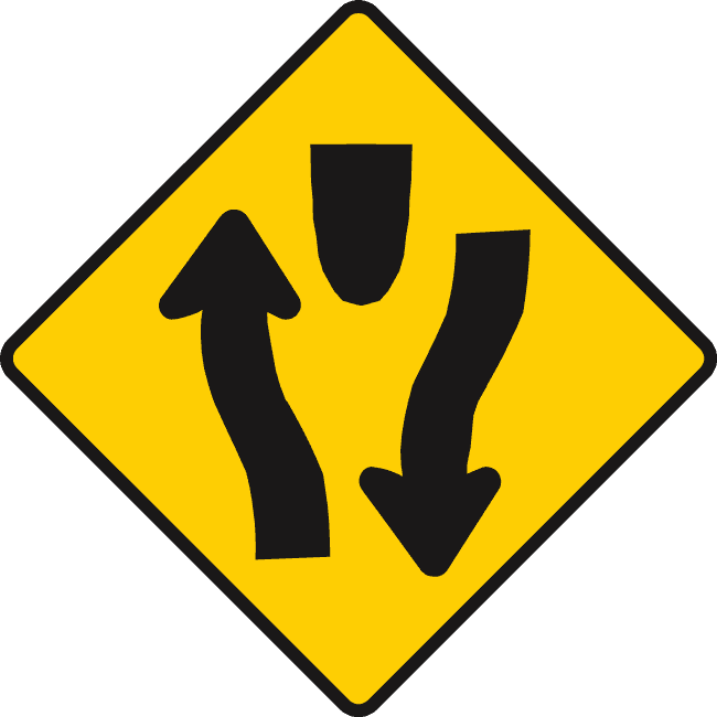 Road divides ahead.