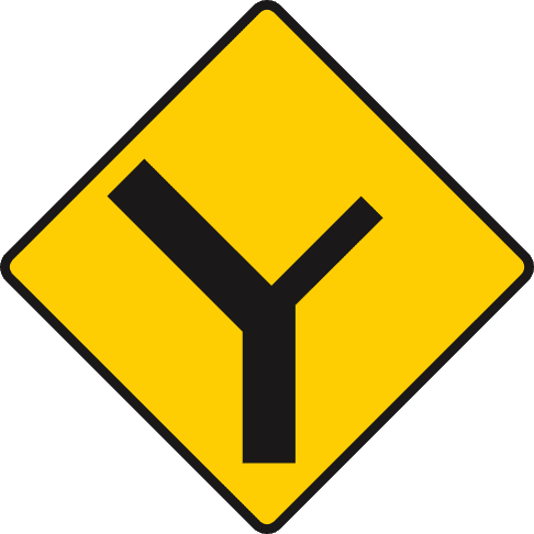 Y-Junction where main road bears to the left.
