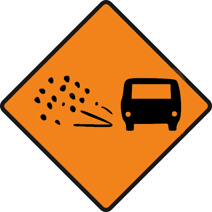 Loose chippings on road.