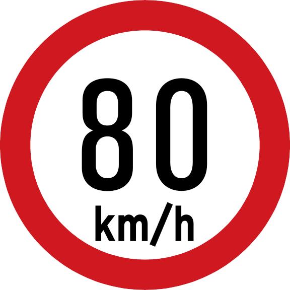 Maximum speed is 80 km/h.